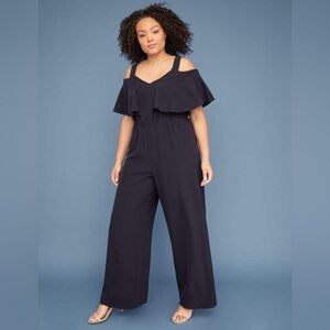 Lane Bryant Black Ruffle Jumpsuit